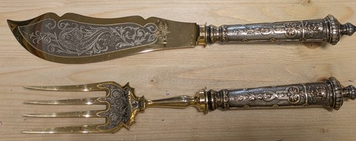 Silber kuchengabel und heber - silber,